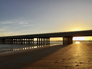 Fototapeta premium bridge at sunset near Fort Matanzas National Monument, Florida, USA.
