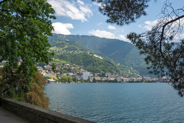 Panorama of Embankment of town of Montreux, Switzerland