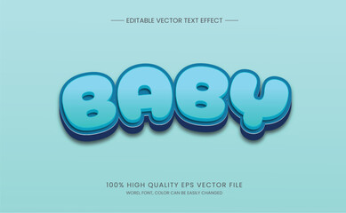 Baby 3d Text Effect Cute Style Editable Vector Design