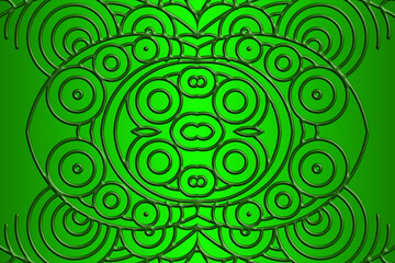 Luxurious 3D emboss nature batik ethnic dayak gradient flower and leaf art design for wedding presentation template 