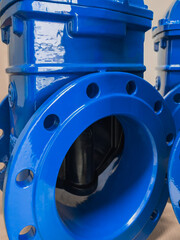 Blue collar valve with NBR sealing to large dimensions water supply networks (selective focus)