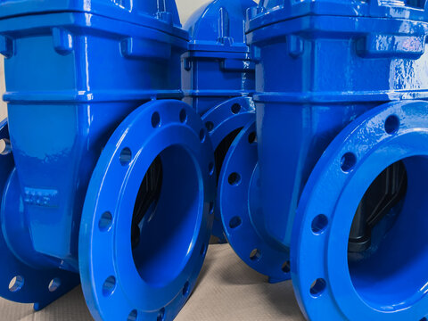 Blue collar valve with NBR sealing to large dimensions water supply networks (selective focus)