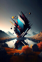 Abstract Landscape With Triangler Shapes