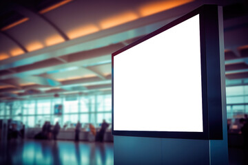 Airport display screen in transparent for copy space advertisement