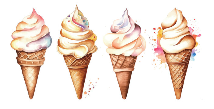  Ice cream watecolor paint collection