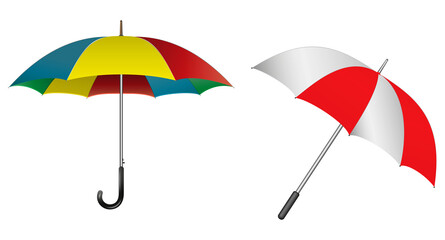 set of realistic umbrella in various type. 3D render
