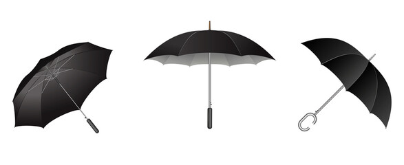 set of realistic umbrella in various type. 3D render © coolvectormaker