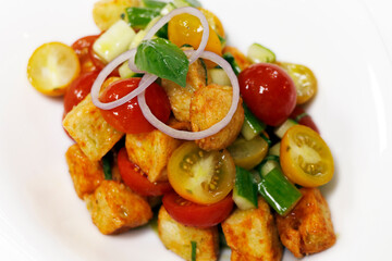 italian panzanella salad with tomato bread onion