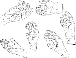 Horror truncated hand design illustration vector sketch with long finger