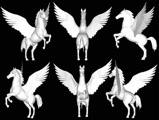 Obraz premium Sketch vector illustration of mythological animal flying horse pegasus