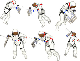 Vector illustration sketch of space station satellite astronaut design being impacted by gravity