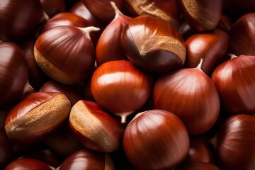 Obraz premium Abundance of fresh and healthy hazelnuts background texture