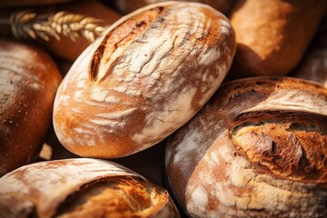Abundance of fresh and healthy hot bread background texture