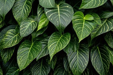 Abundance of fresh and beautiful green monstera leaves leaf background texture