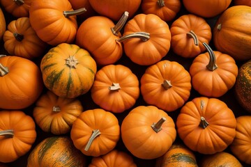 Abundance of fresh and healthy pumpkins fruit background texture