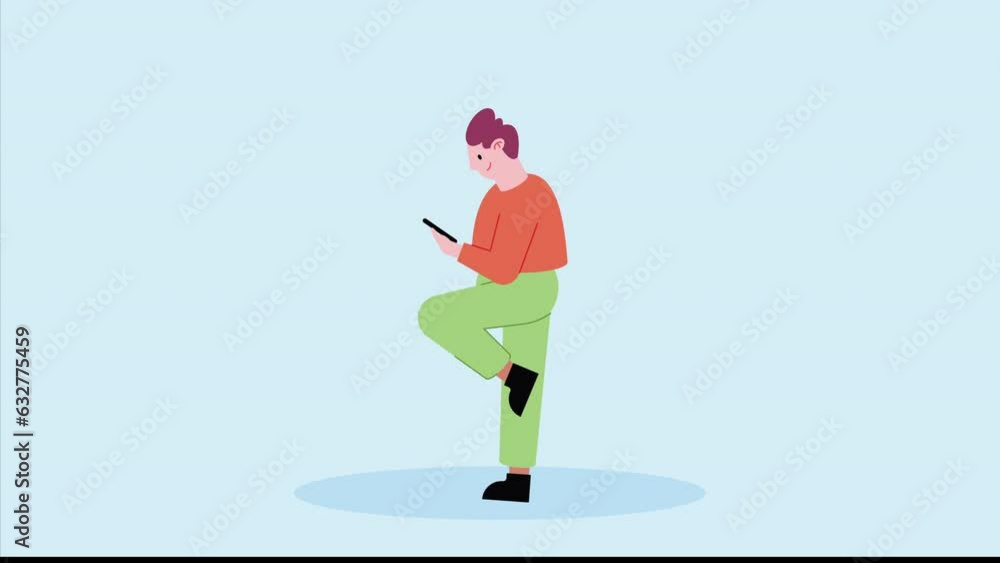 Poster man using smartphone character animation