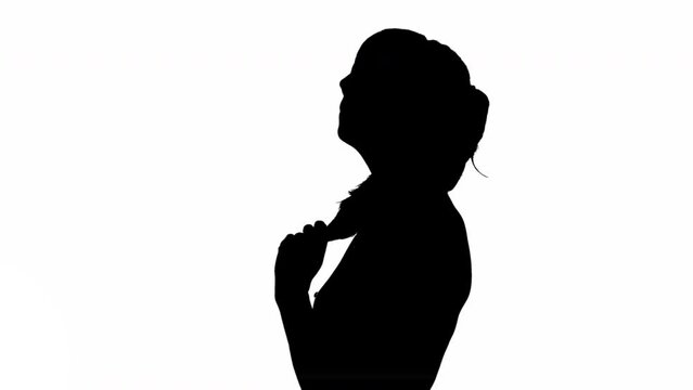 Nude girl silhouette on white background. black and white mask