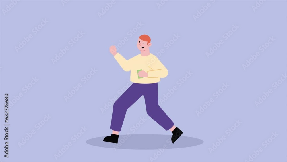 Poster man using smartphone character animation