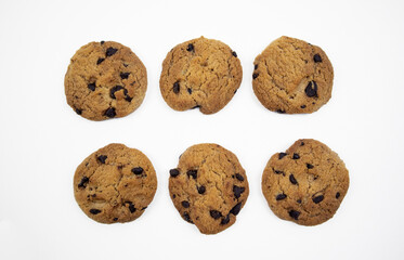 chocolate chip cookies isolated on white background