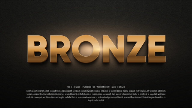 Bronze 3d style editable text effect, 3rd place editable vector