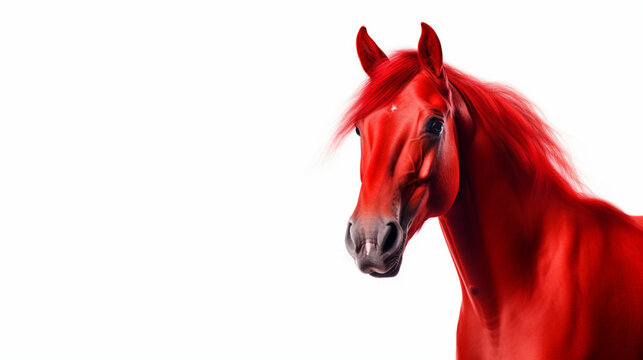 Red horse portrait isolated on a white background