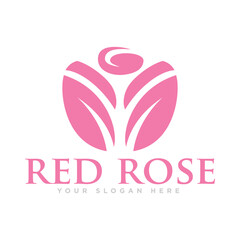 Red Rose Flower Logo Design Illustration