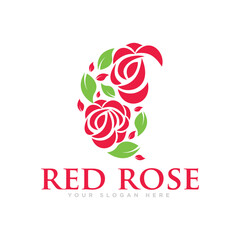 Red Rose Flower Logo Design Illustration
