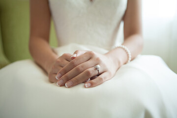 close-up hands of bride