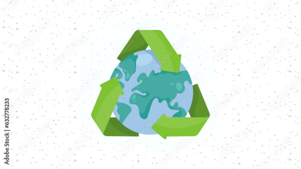 Poster recycle arrows with world planet animation