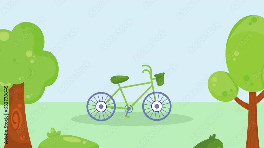 Canvas Prints ecology animation with green bicycle animation