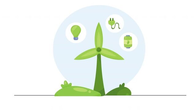 ecology animation with green windmill animation