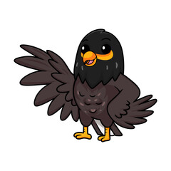 Cute myna bird cartoon waving hand