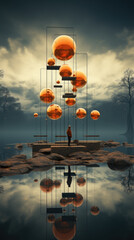 A man standing in front of a large sculpture.