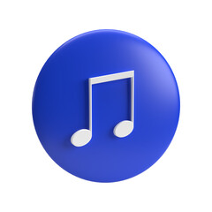 Abstract Blue Circle Logo on Dark Background, music note icon 3d 