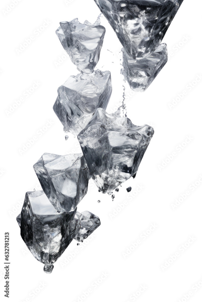 Poster flowing liquid meteorites frozen in an abstract futuristic 3d texture isolated on a transparent back