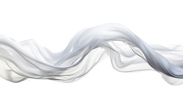 flowing liquid white silk frozen in an abstract futuristic 3d texture isolated on a transparent background, generative ai