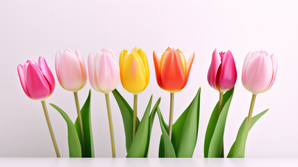 Tulips Flowers on White