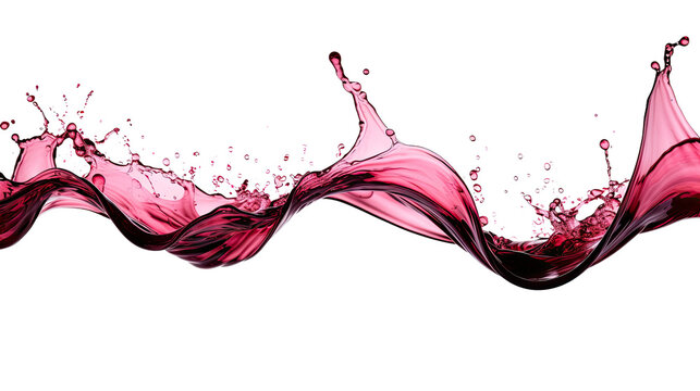 flowing velvet red wine splash frozen in an abstract futuristic 3d texture isolated on a transparent background, generative ai