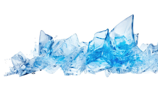 glistening crystal blue ice frozen in an abstract futuristic 3d texture isolated on a transparent background, generative ai