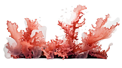 gushing coral fountains frozen in an abstract futuristic 3d texture isolated on a transparent background, generative ai