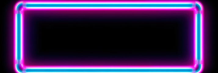 A neon frame with a black background.
