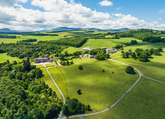 Greystoke Castle from a drone, Greystoke, Penrith, Cumbria, England