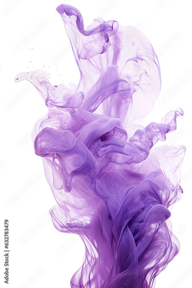 Wall mural shimmering violet vapor frozen in an abstract futuristic 3d texture isolated on a transparent backgr