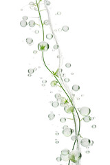 shimmering sunlit dew frozen in an abstract futuristic 3d texture isolated on a transparent background, generative ai
