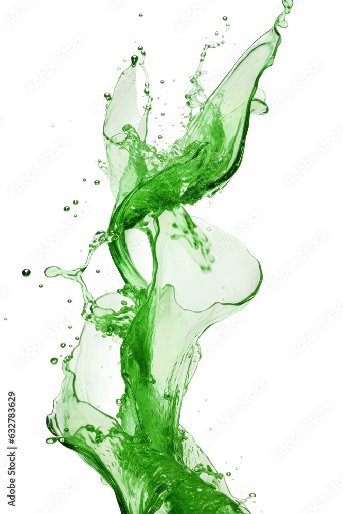 Wall mural splashing liquid jade frozen in an abstract futuristic 3d texture isolated on a transparent backgrou