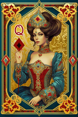 トランプのクイーン16（ダイヤ：単頭）:AI生成