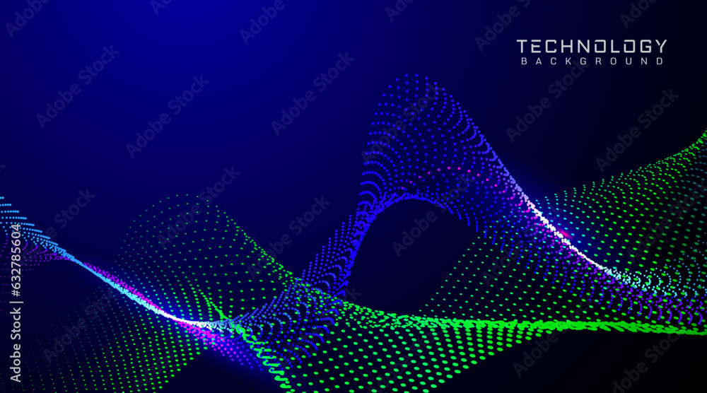 Aufkleber digital abstract flowing particles technology background