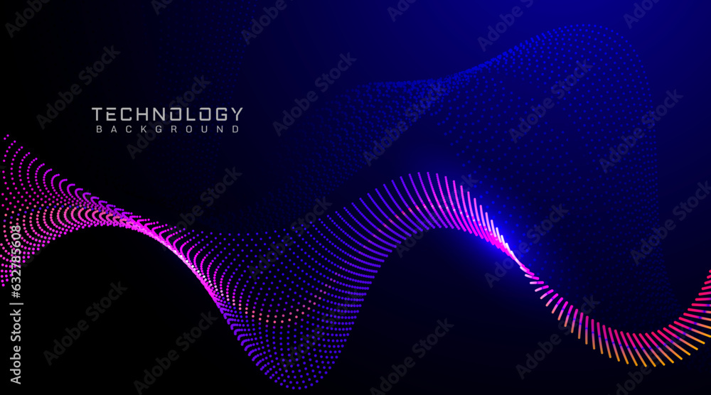Poster digital abstract flowing particles technology background