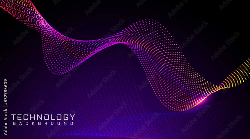 Poster digital abstract flowing particles technology background