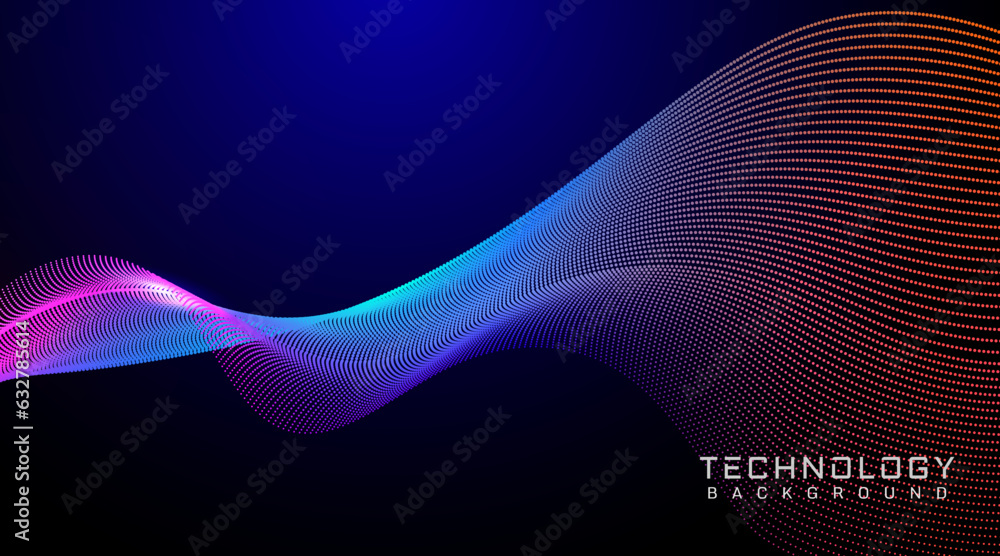 Aufkleber digital abstract flowing particles technology background